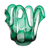 Vase « Scarf » Artisanal Grand Vase en Verre Vintage Milieu du Siècle