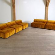 Cini Boeri for Arflex Modular Strips Sofa in Ocre velvet, Italy 1968