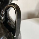 Vase néo classique en terre vernissée de Biot noire 1960