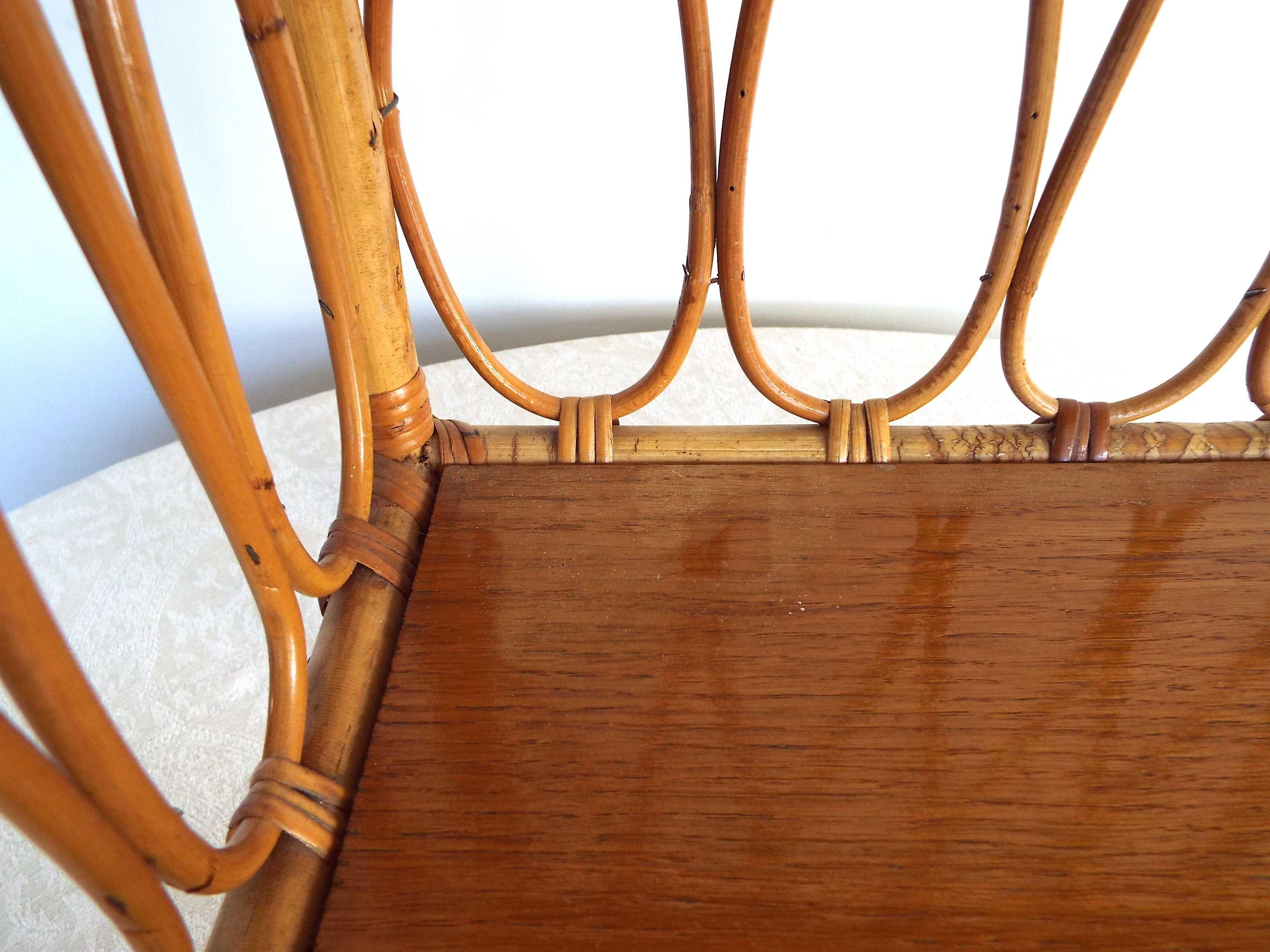 Bamboo and rattan bedside shelf