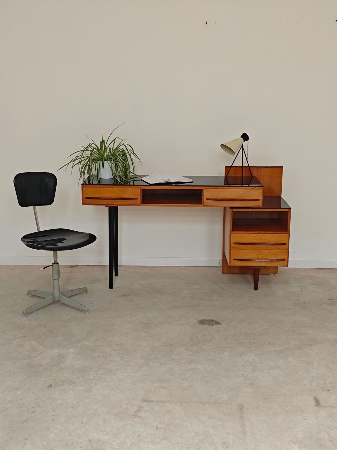 Adjustable industrial chair metal Czechoslovakia 1960