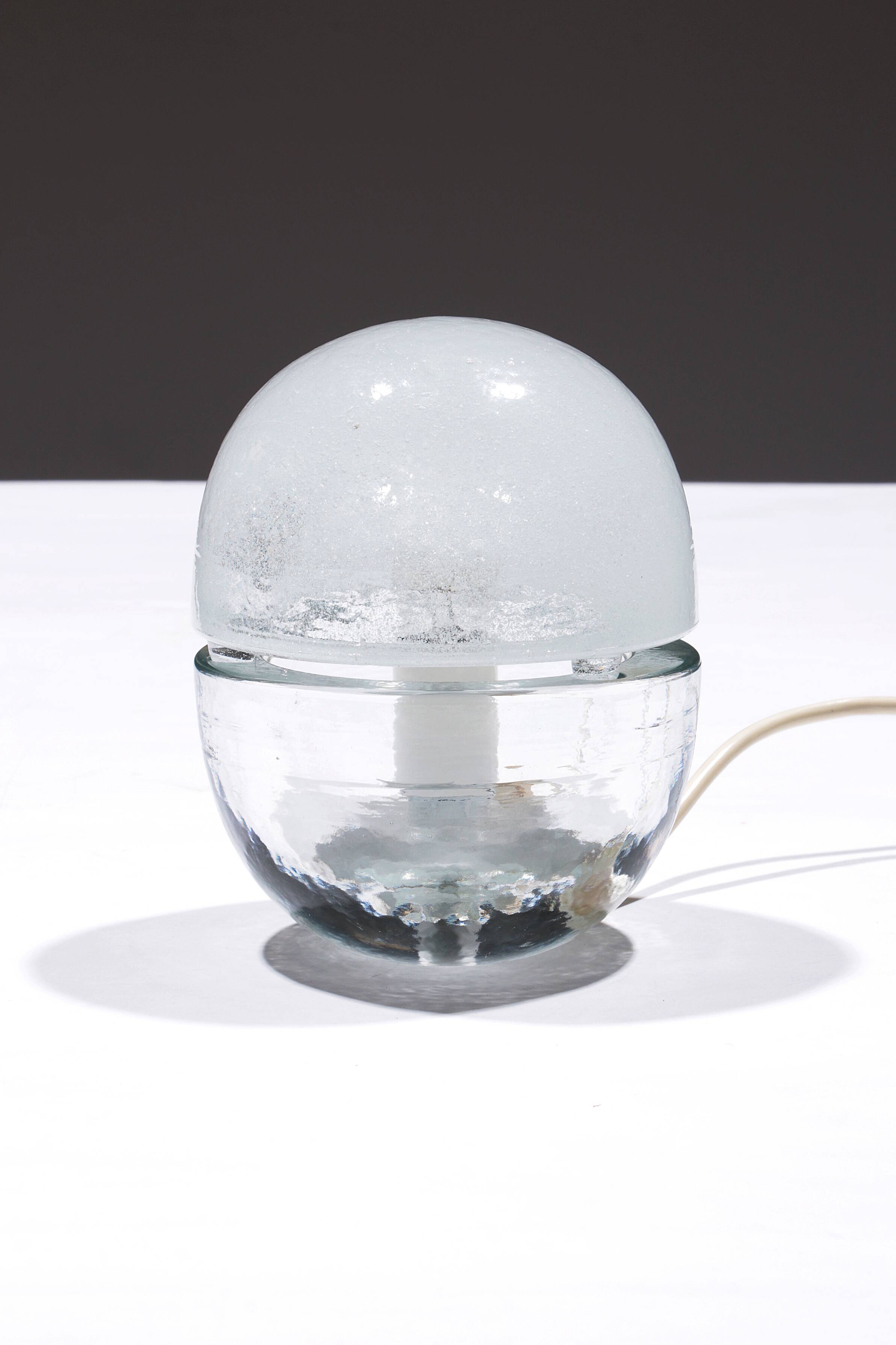 Italian Design Table Lamp of Thick Solid Glass from 1960