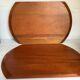 Pair of wooden snack meal trays with compartments.