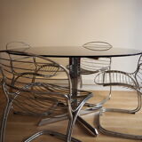 Smoked glass round dining table