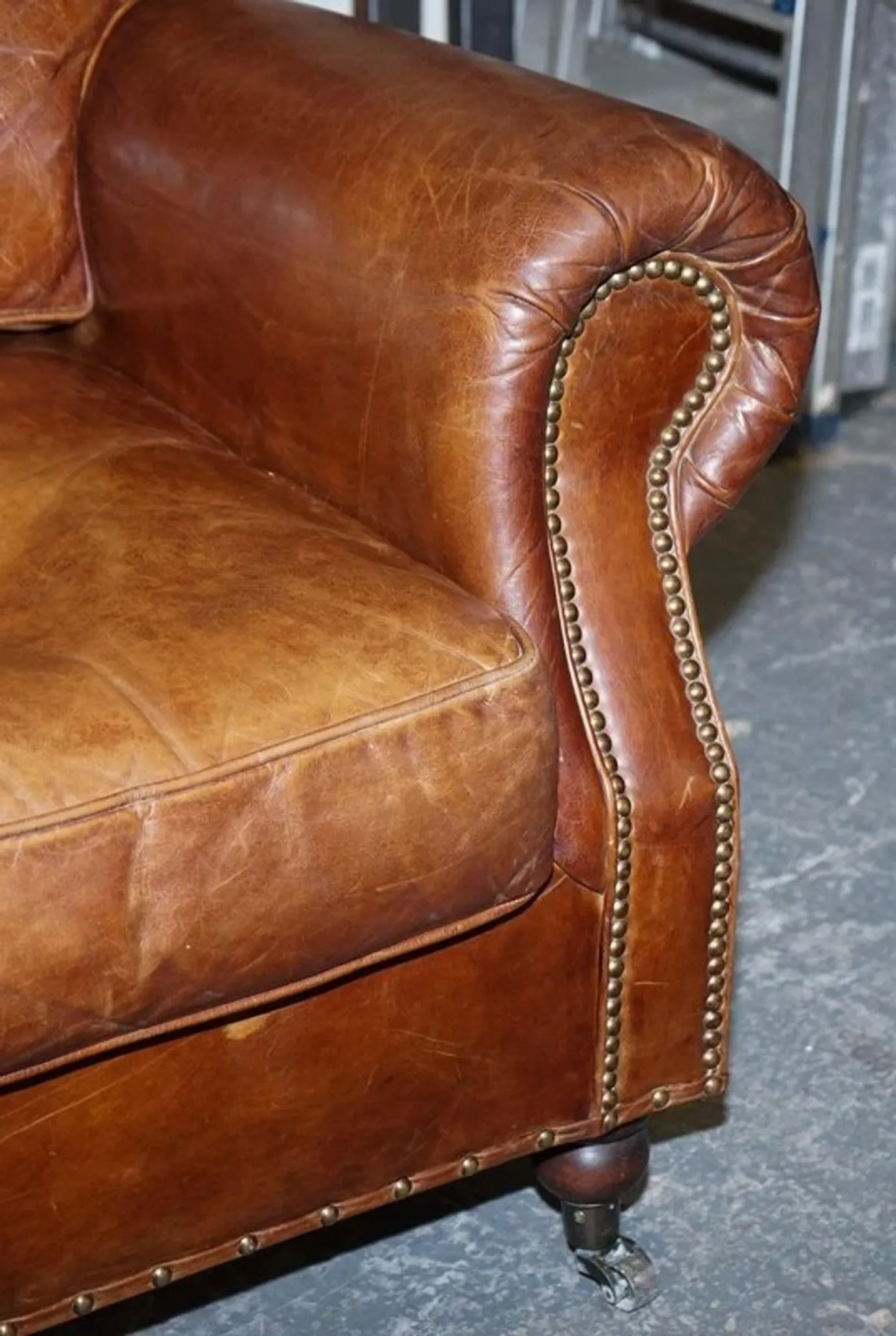 Brown Leather Two-Seater Sofa Balural in the Style of Halo and Timothy Oulton