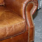 Brown Leather Two-Seater Sofa Balural in the Style of Halo and Timothy Oulton