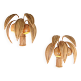 Pair of "coconut/palm" wall lights in rattan