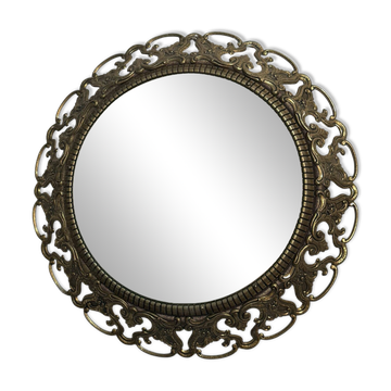 Round brass mirror from the 70s