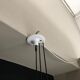Suspension in white opaline glass and iron with Flamingo counterweight
