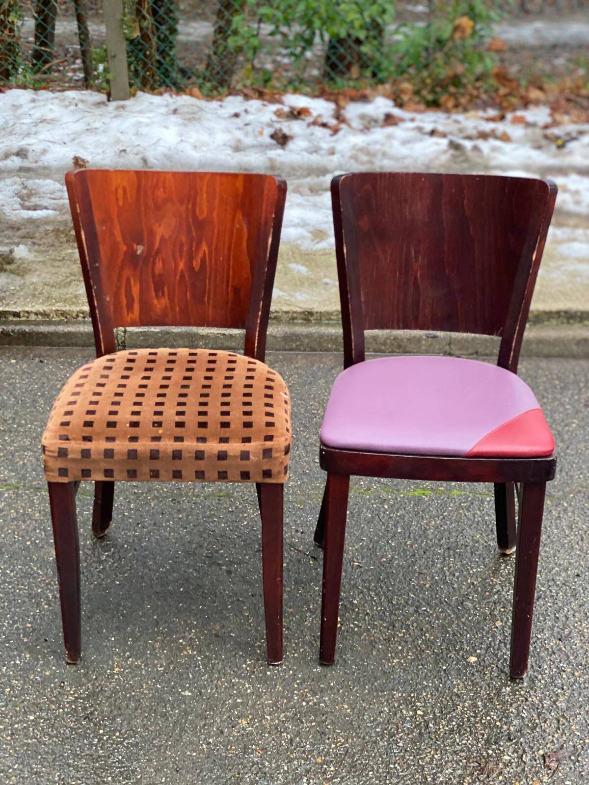 Parisian bistro chair in solid wood and fabric