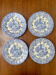 Set of 4 vintage BP blue plates – earthenware decorated with a rural scene