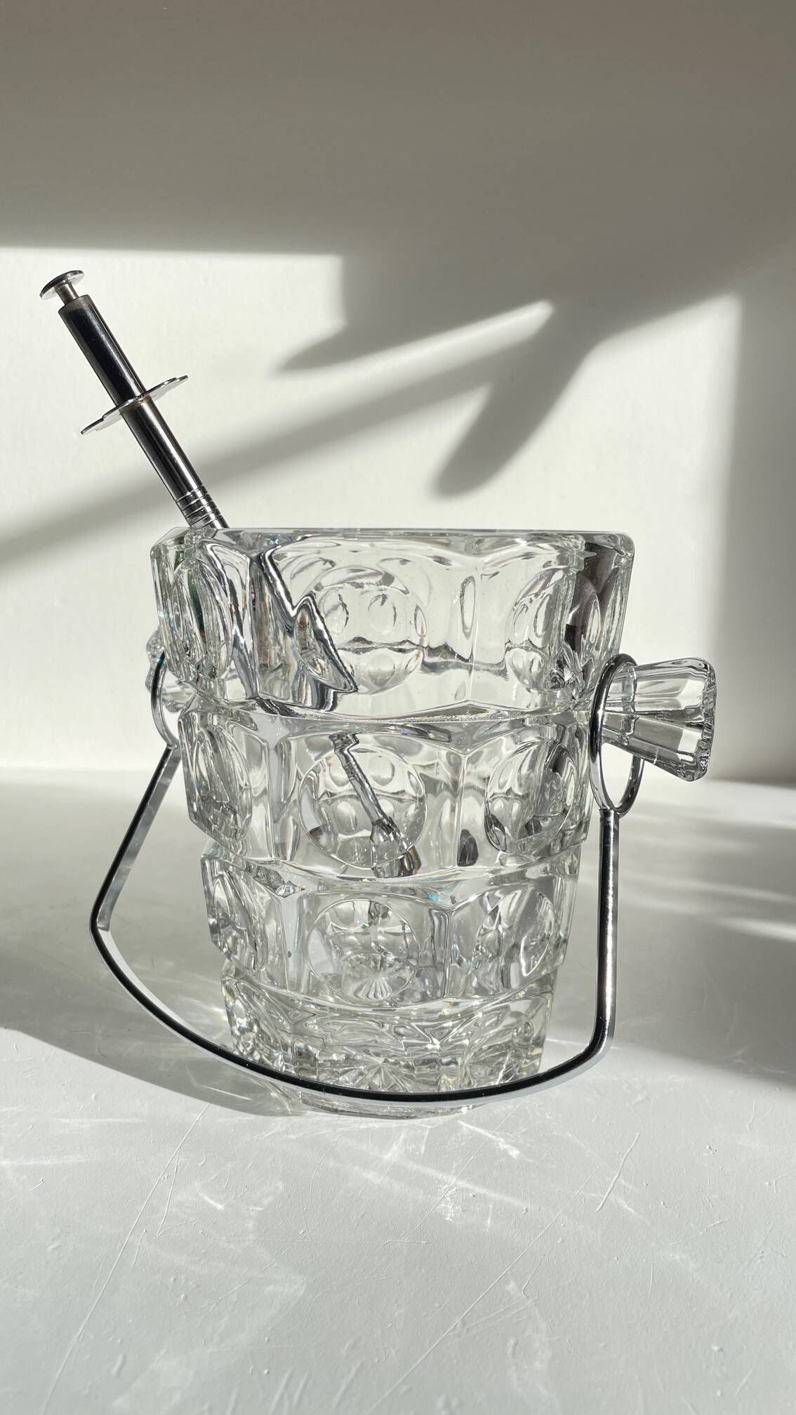 SEAU à Glace Cristal Ciselé et PINCE Vintage