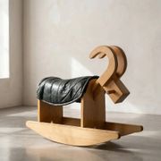 Vintage wooden rocking goat from the 1960s.
