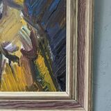 Mid-Century Modern Swedish "Painterly Portrait" Vintage Portrait Oil Painting, Framed
