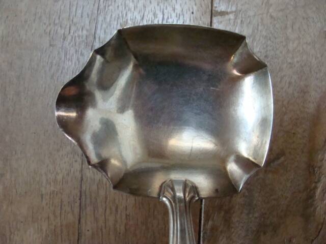 Art Deco silver and porcelain fruit ladle