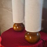 pair of solid wood ball lamps, Scandinavian style bedside lamp, 35 x 13