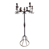 Large standing candlestick in folk art forged metal