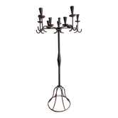 Large standing candlestick in folk art forged metal