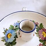 Pair of handmade cracked earthenware hand candlesticks signed Bassano Italy