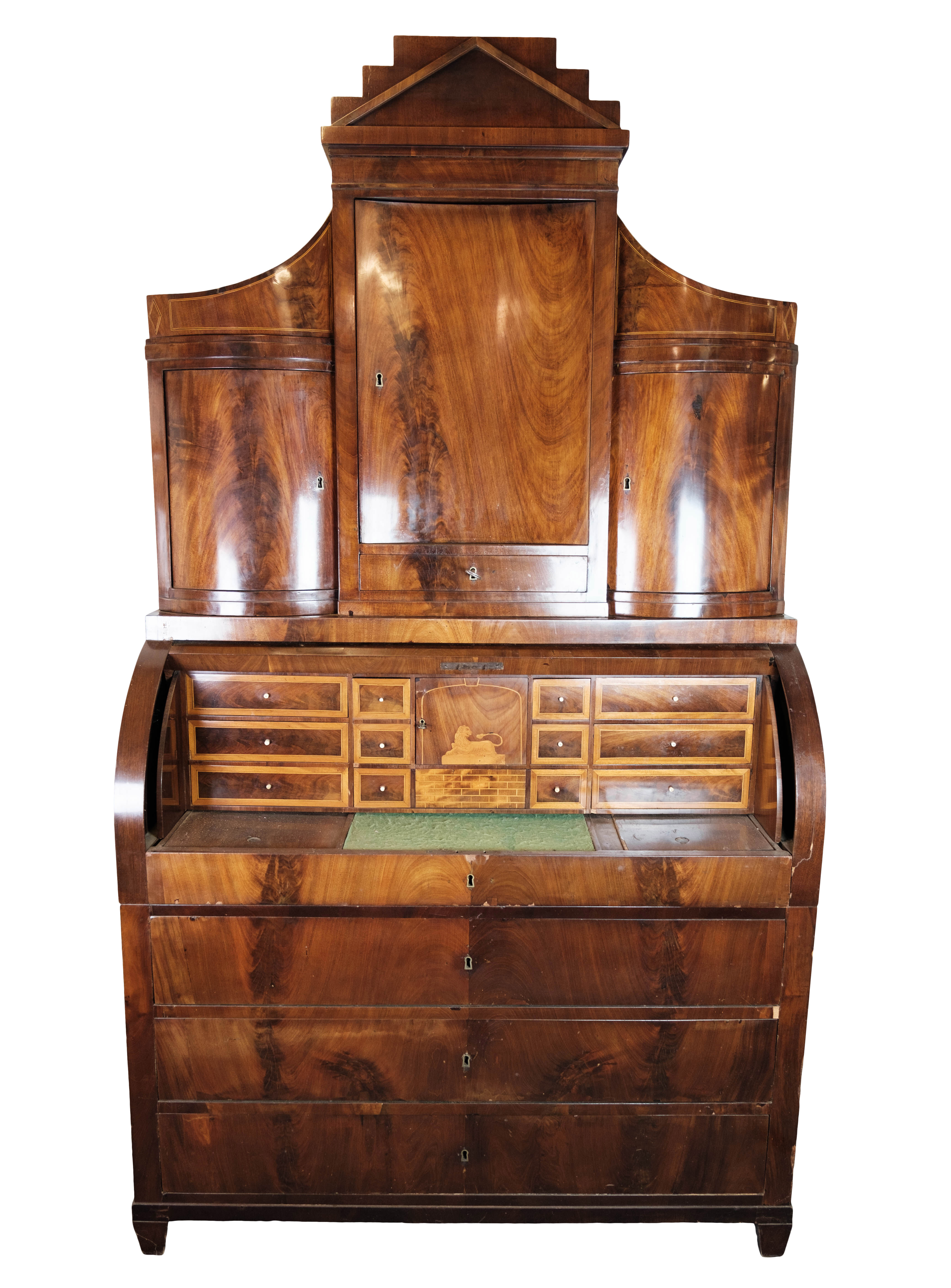 Empire bureau of hand polished mahogany, 1820s