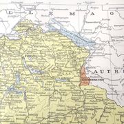 Vintage map of Switzerland in colour 43x43cm from 1950.