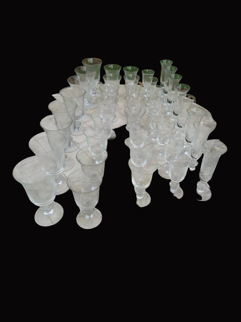 Set of 40 La Rochère Amitier crystal glasses from the 19th century + 8 replacements