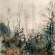 Painting signed Michel COLIN (1934) – Watercolor – Vosges undergrowth