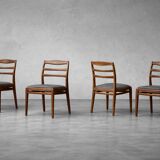 Vintage Mid-Century Danish Modern Elegant Teak & Grey Fabric Chairs, 1960s