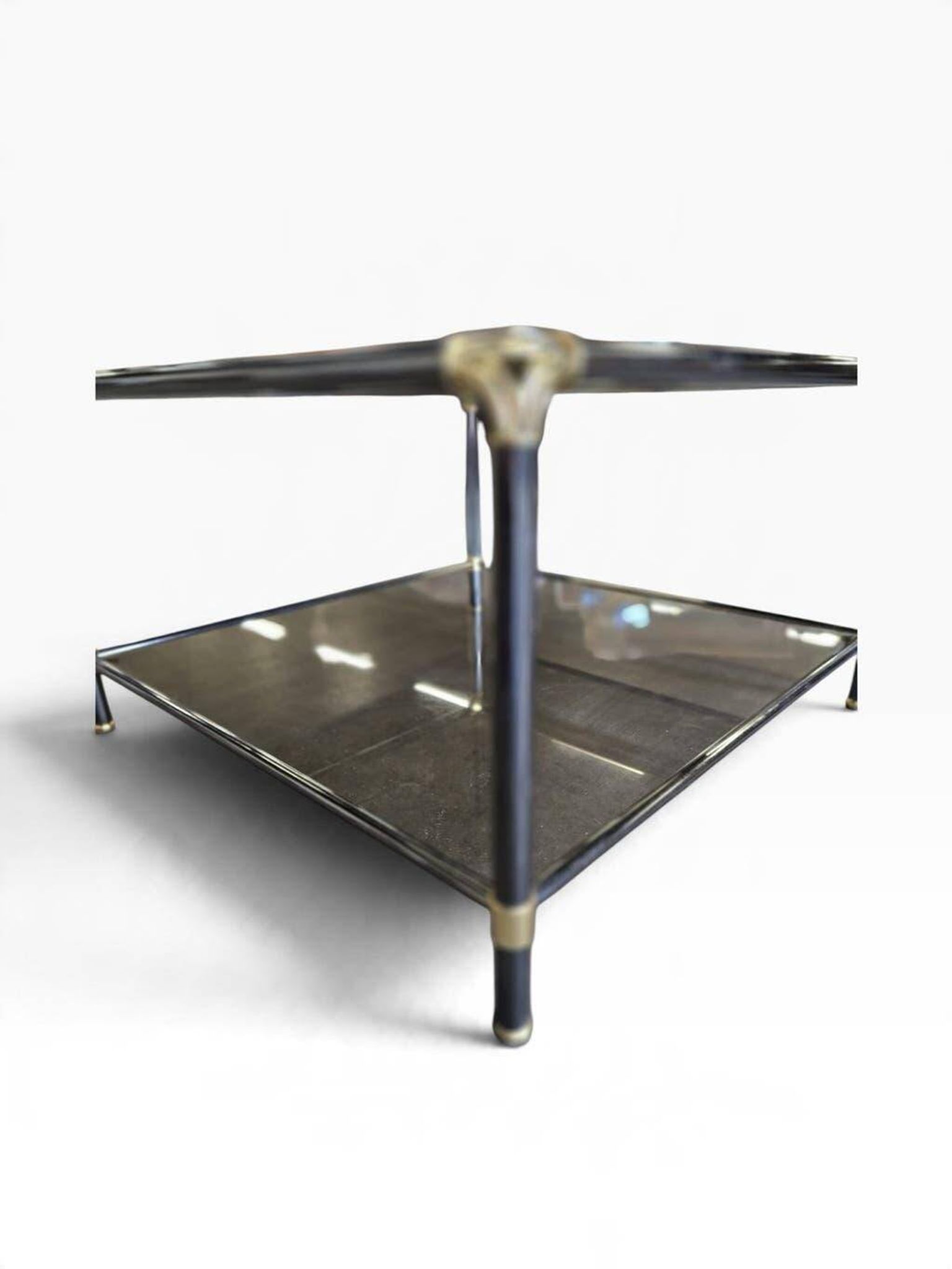 Table basse vintage en verre fumé