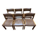 Série de 6 chaises dans le goût de Regain assises cuir