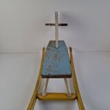 Mid-Century Czechoslovak Wooden Rocking Horse, Hand-Painted, 1960s