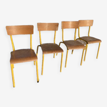 Série de 4 chaises écolier