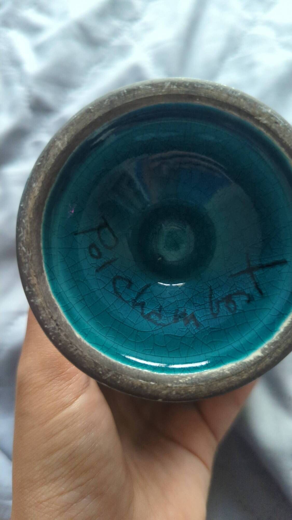 Ceramic bonbonnière signed Pol Chambost
