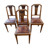 4 art deco chairs seated leather