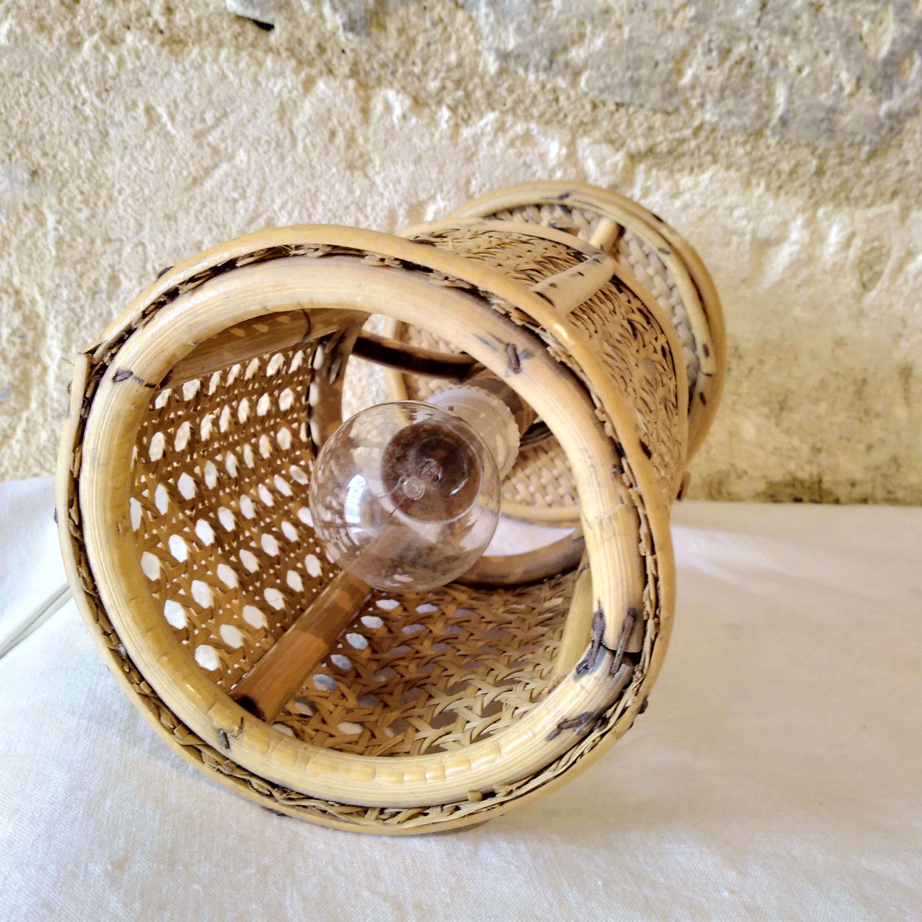 Rattan and caning lamp, 1960