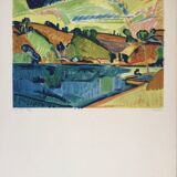 Pont-Aven. Lithograph by Pierre GUASTALLA 1891-1968