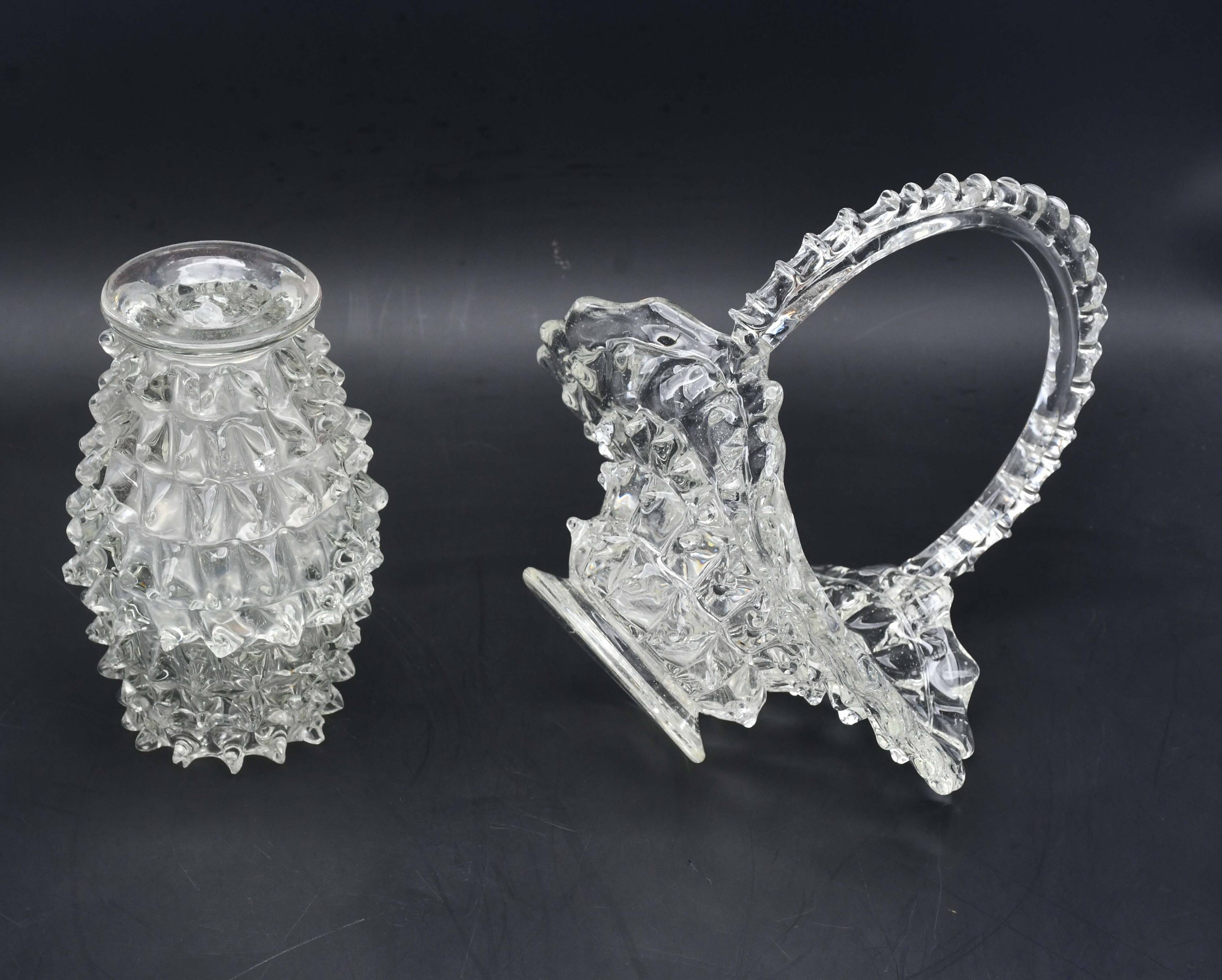 Set of 2 Ercole Barovier Rostrato Murano Italian Glass Vase for Barovier & Toso