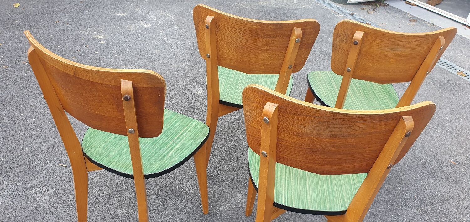 Set of 4 formica and wood chairs