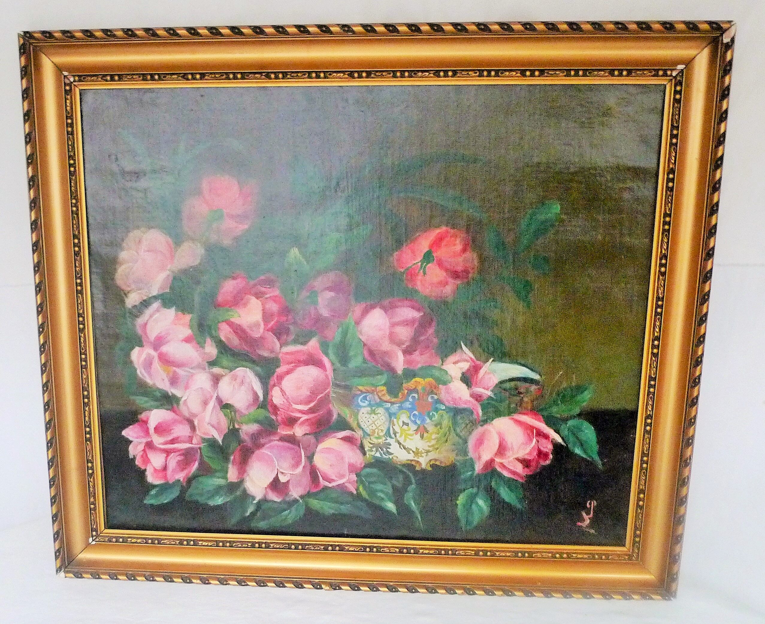 Tableau art deco bouquet de roese