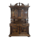 Large buffet with 2 bodies in Renaissance style made of solid walnut.