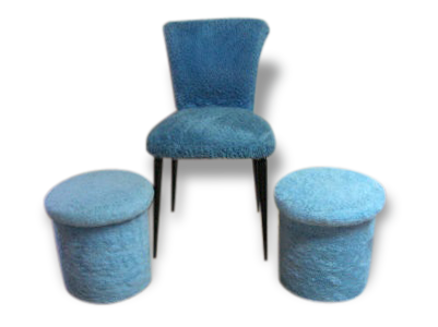 Chair rug and 2 matching Ottomans