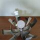 Seventies brushed steel flower lamp
