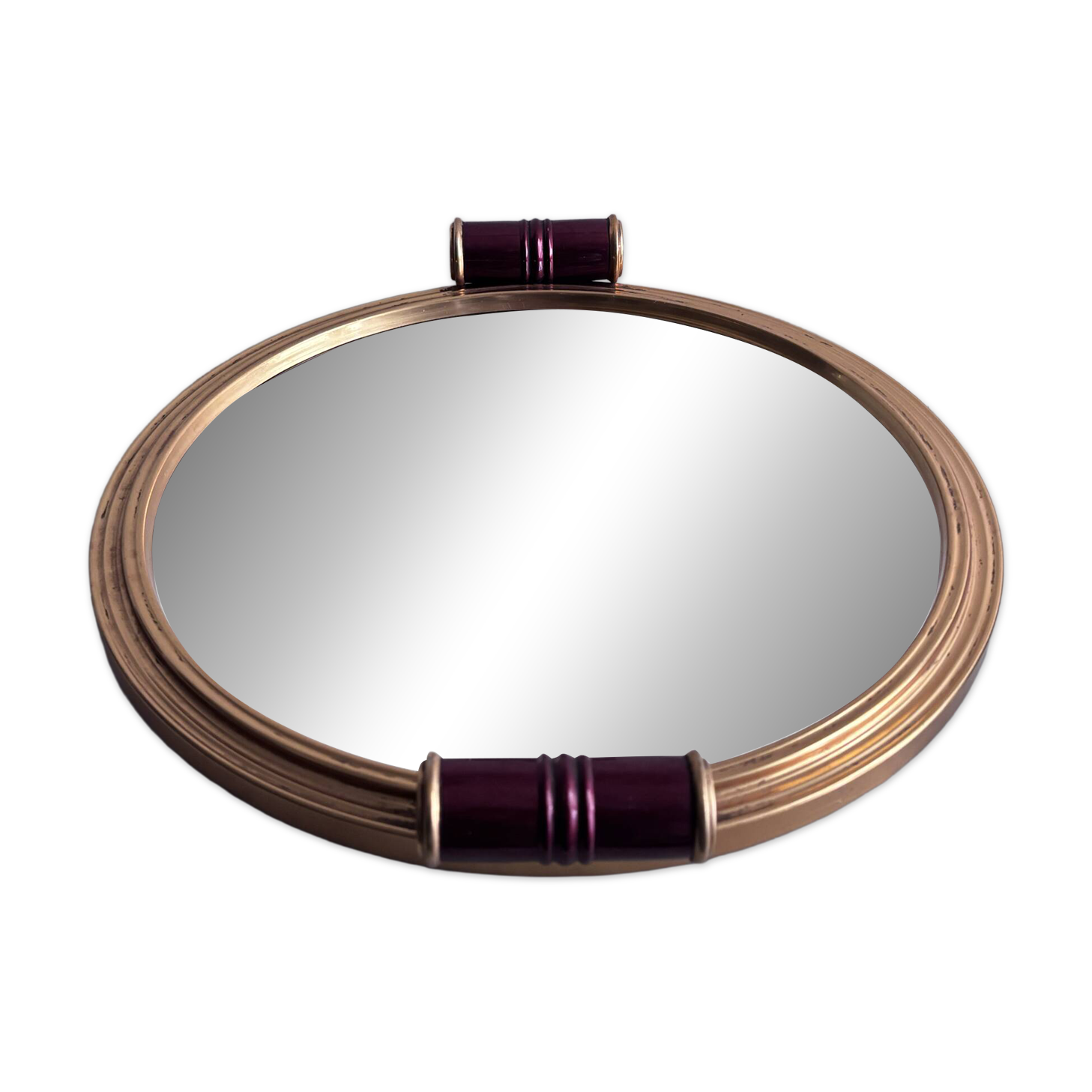 Vintage 50s/60s mirrored bar tray, gold metal.