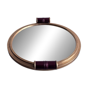Plateau de bar miroir vintage années 50/60, métal doré.