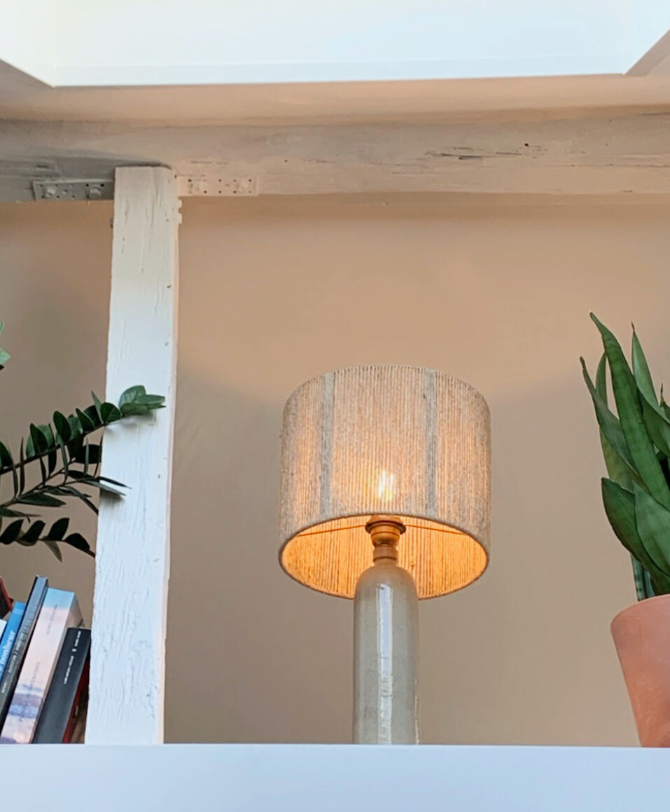 Sandstone lamp and jute string