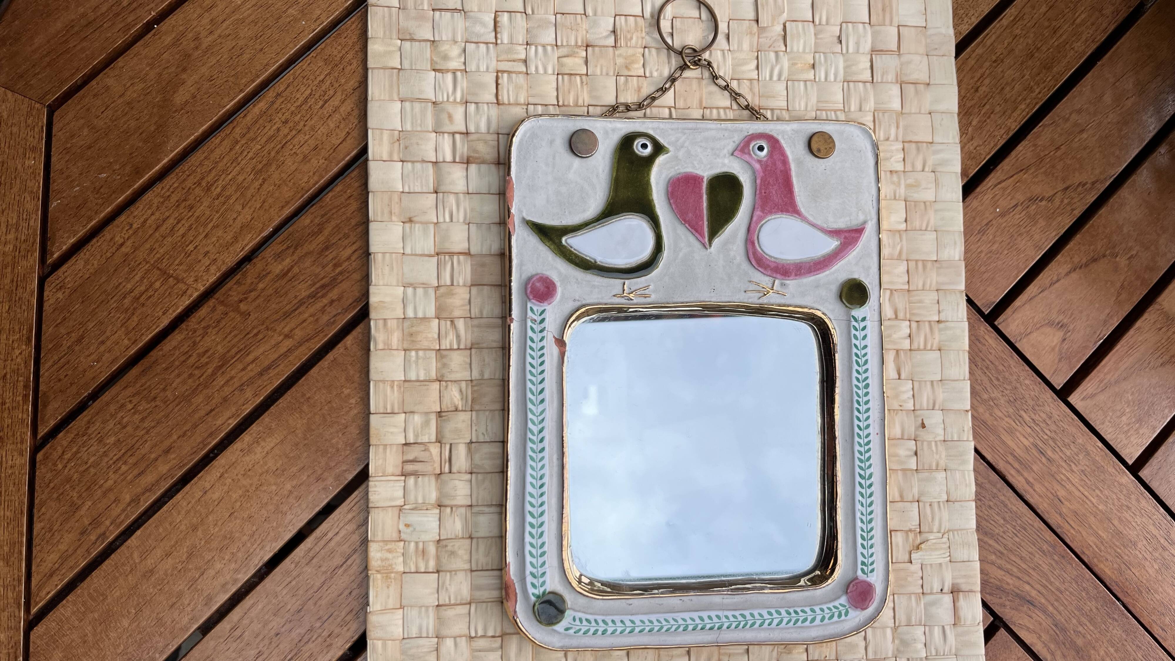 Ceramic wall mirror – Mithé Espelt (1950s–1960s)