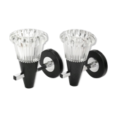 Paire d'appliques torches ou cornets années 60-70 Noir et Chrome