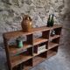 Old workshop shelf in French pine, industrial shoe cabinet, around 1900.