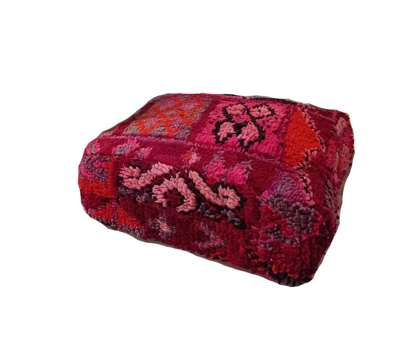 Berber pouf and handmade wool cushion 60 X 60 X 20 CM