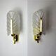 Pair of "leaf" wall lamps by Carl Fagerlund, Murano glass, Germany, 1970